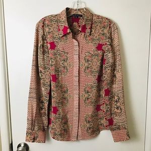 Antonio Melani Silk Mixed Print Blouse Size XS